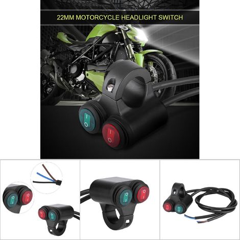Interrupteur à double bouton modèle D pour guidon de moto universel 22 mm : phares, feux de freinage, antibrouillards et klaxon (1/5)
