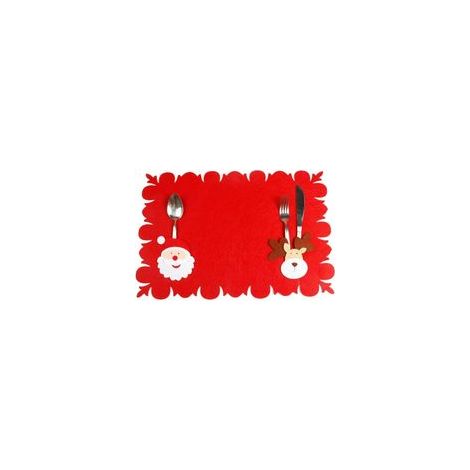 Tapis de table Père Noël avec couvert intégré, poche pour fête de Noël –