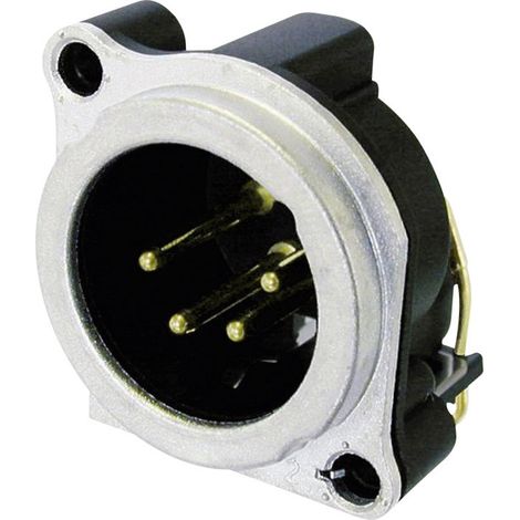 Neutrik NC4MBH XLR-Steckverbinder Flanschstecker, Kontakte gewinkelt Polzahl: 4 Silber 1 St.