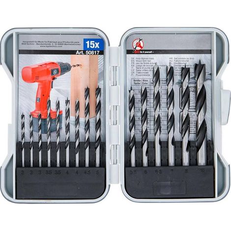 Jeu de Forets à Bois 3-10 mm - 15 pcs - Acier Durable - Perçage Précis et Efficace, Pro - D-Work