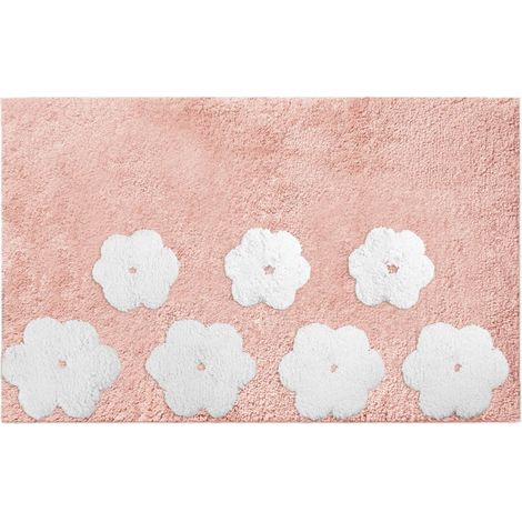 Tappetino bagno 100% cotone fiori rosa antiscivolo cm50x80x2 (1/3)