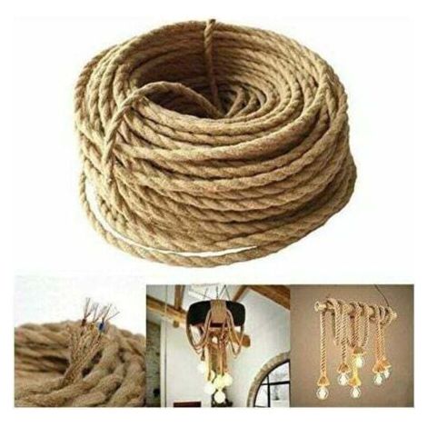 LED Lighting 10m Fil électrique Corde,2 Curs Linge de Cable d'éclairage de Corde Vintage Fil de cuivre recouvert Rétro Tressé Industriel Corde pour DIY Pendentif Lampe (1/4)