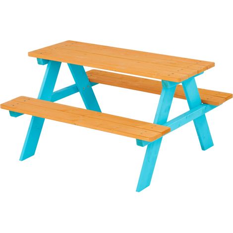 Ensemble Table et chaises de Jardin Enfant d'extérieur en Bois Bleu TK-KF0002 (1/5)