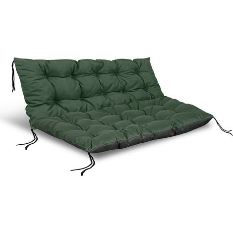 Set di cuscini da giardino 120/80 cm + 120/40 cm per panchina, pallet, impermeabili, verdi