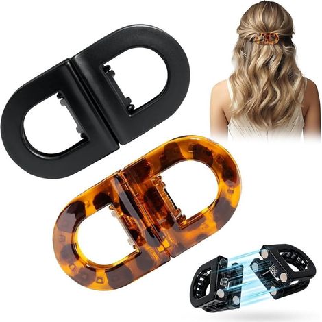 Lot De 2 Pinces à Cheveux Magnétiques, Pince Cheveux Aimantée, Forte Durabilité, Pinces à Cheveux Magnétiques Antidérapantes, Magnétique Hair Clip, Antidérapantes, Accessoire De Coiffure (A+C) (1/5)