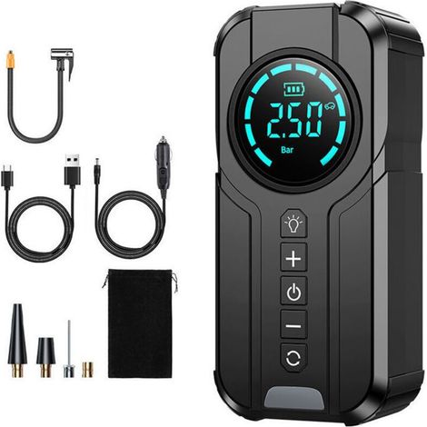 Pompe à air portable - Compresseur électrique - Pression préréglée - Sans fil - Convient aux voitures et aux motos (1/3)