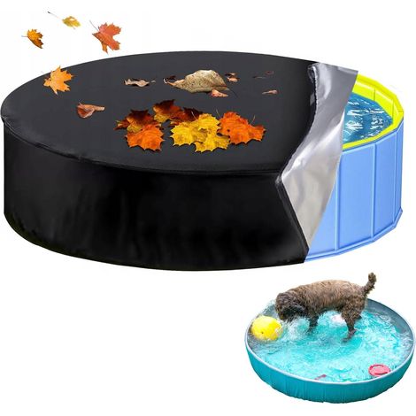 Bâche de piscine ronde pour pataugeoire - 122 x 30 cm - Avec cordon de serrage - Protection contre la poussière et la neige - Noir (1/5)
