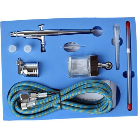 Kit De Peinture Aérographe Ensemble Complet Avec Compresseur à Réservoir Et Brosse Double Action Pour Art Et (1/5)