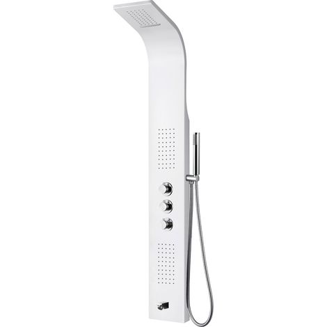 Aloni Duschpaneel mit Thermostat Duschsäule 5 Funktionen Regendusche Duschsystem mit Armatur Dusche Komplett Weiß (1/5)