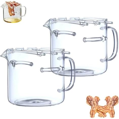 Lot de 2 cuiseurs à bacon en verre pour micro-ondes - Résistant à la chaleur - Antiadhésif - Multifonctionnel - Pour four à micro-ondes - Pour la cuisine, les pique-niques, les barbecues - Transparent (1/5)