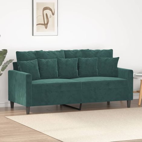 Sofá de 2 plazas de terciopelo verde oscuro 140 cm vidaXL (1/5)