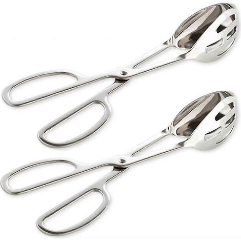 Pinces à buffet, lot de 2, en acier inoxydable, pour le service de restauration lors de buffets et fêtes. Pinces de service épaisses. (1/5)