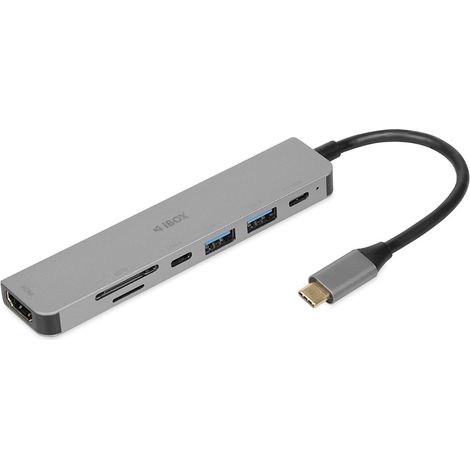 Station d'accueil/réplicateur de ports pour ordinateur portable iBox IUH3SL4K, USB 3.2 Gen 1 (3.1 Gen 1) Type-C, alimentation 100 W, argent (1/4)