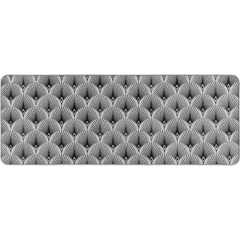 Tapis Tissé Imprimé "Casella" 45x120cm Gris (1/2)