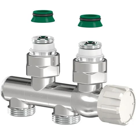 Flamco Gruppo valvola di design VARIOCON, orientabile G3/4i x G3/4a cromato lucido con nipplo,cono, F12019