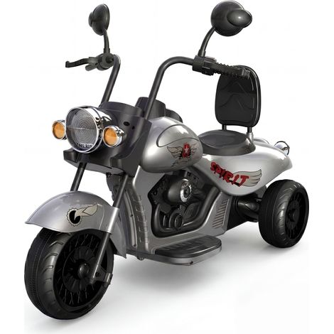Moto électrique pour enfants 12 V avec batterie 4,5 Ah – Éclairage LED, musique et klaxon – Moto électrique pour enfants / véhicule électrique pour enfants, couleur : gris (1/4)