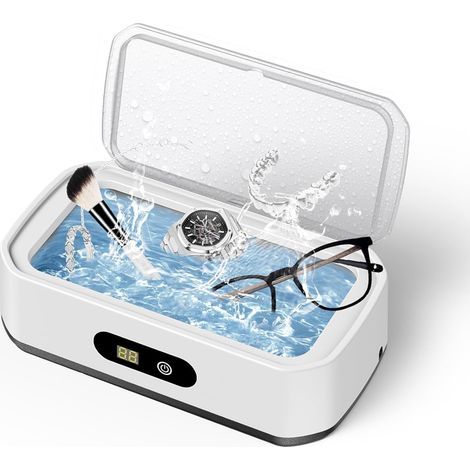 Nettoyeur à ultrasons haute capacité 2025, nettoyeur à ultrasons 50 kHz, avec 5 modes de minuterie, adapté aux verres rainurés, doublure intérieure en acier inoxydable 304, blanc. (1/5)