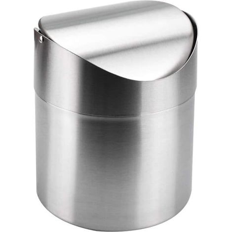 SABIR-Mini poubelles en acier pour le bureau, poubelle de table, mini poubelle avec couvercle pour bureau à domicile (12  12  (1/5)