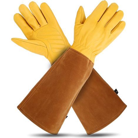 Gants de jardinage - 1Paris Large gants d'élagage de roses, gants de jardinage résistants aux épines et aux coupures, gants de jardinage en cuir pleine taille,L (1/5)