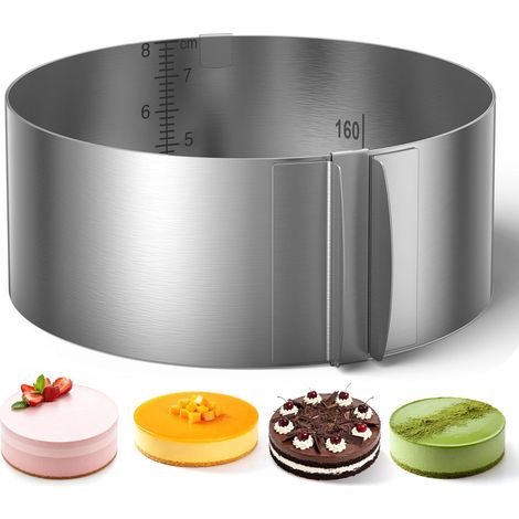 1 Cercle À Pâtisserie Réglable, Acier Inoxydable, Échelle Visuelle, 16-30cm, Pour Tarte Et Gâteau