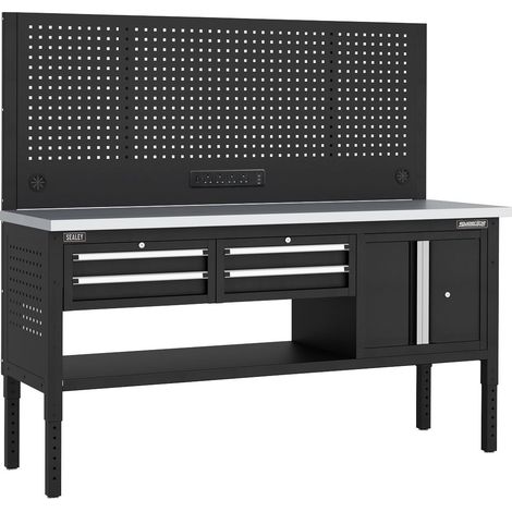 Sealey APMWB72COMBO1SS Superline PRO Modular Workbench with 4 Drawers & Cupboard Stainless Steel Worktop 1830mm