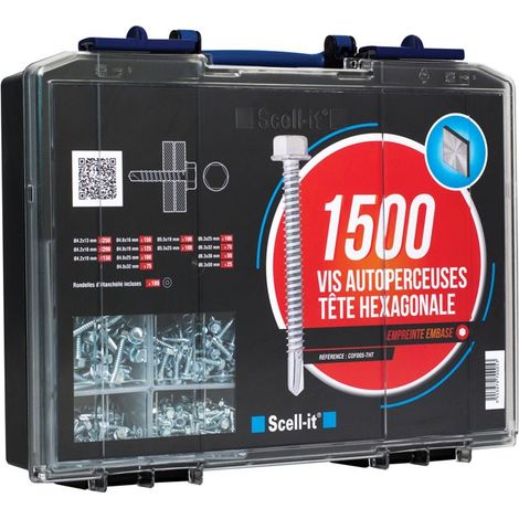 Caja de 1500 tornillos autoperforantes THT SCELLIT - cabeza hexagonal - COF005-THT