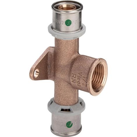 Viega Sanfix Fosta Sanfix P-T-pieza para montaje en pared, d1 16, Rp 1/2, d2 16 Bronce rojo Modelo 2125.8, 303099