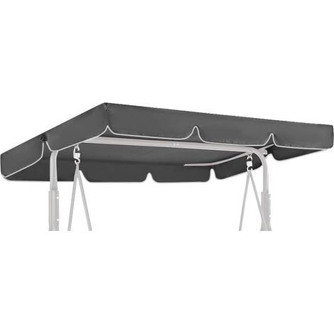 Toit de balancelle de Jardin 114x164 cm Gris, imperméable Toile de rechange 3 places - housse anti-UV, montage facile, polyester résistant, protection extérieure (1/5)