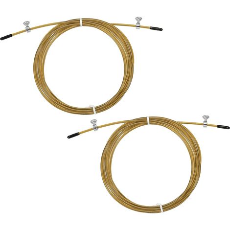 10ft Speed Jump Rope Replacement Cable, 2 Pack 2.5mm Jump Rope Steel Wire Replace for High Speed Jump Ropes, Gold Tone (1/5)