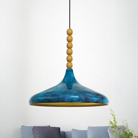 bamyum Holz Champion Suspension Industrielle Plafonnier, 35 cm Abat-Jour Plafonnier, Suspension Industrielle, E27 Lumières Pour Salon & Salle À Manger, Luminaire Suspendu Ozean (1/4)