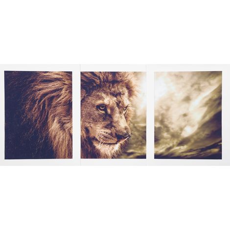 3Pcs Frameless Painting Canvas Lion Wall Art Animal Artwork Landscape Pictures Home Decoration (1/5)