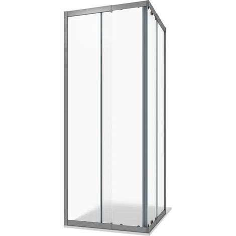 Cabine de douche extensible 70-90x70-90 cm avec profilés en aluminium anodisé Verre moulé de 6mm avec traitement anti-calcaire h190 - Mod. réversible Nuuk