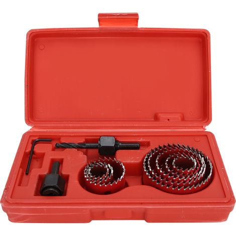 Kit de 11 scies cloches en acier rapide pour la découpe de panneaux en PVC et bois, outil de perçage pour la menuiserie (rouge) (1/5)