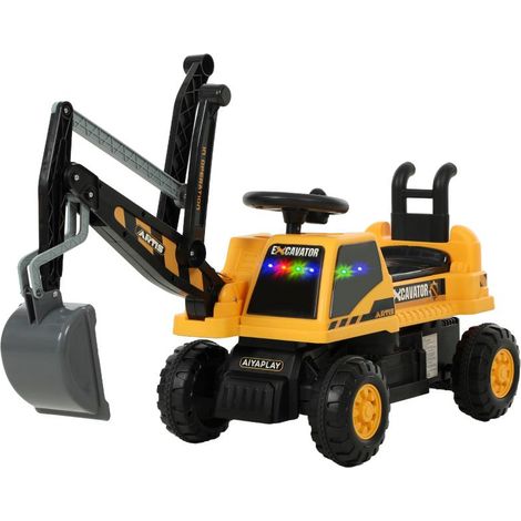 Pelleteuse électrique à pédales avec godet, volant pivotant, structure réglable, dossier, pour enfants de 1,5 à 3 ans, jaune