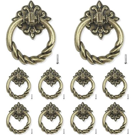 Lot de 10 poignées de porte et tiroir en bronze pour meubles de cuisine et de placard. (1/3)