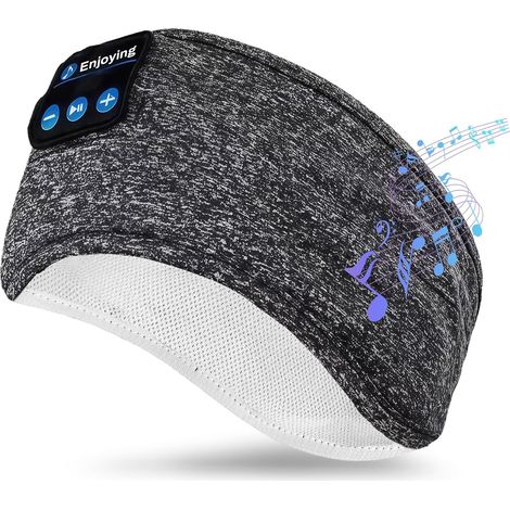Casque de Sommeil, Bandeau Bluetooth, Anti Bruit Sommeil Bandeau Bluetooth, pour Sport, Voyage, Dormeurs Latéraux(Gris-Version Améliorée) (1/5)