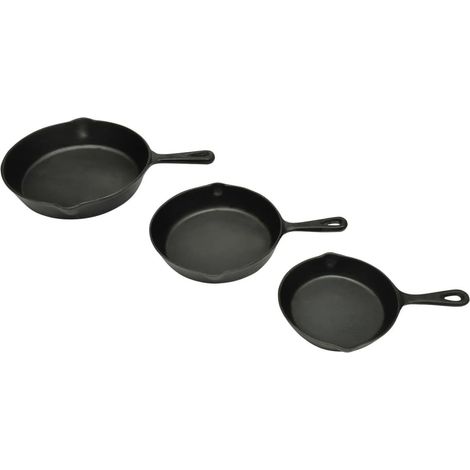 3-tlg. Steakpfannen Set Gusseisen