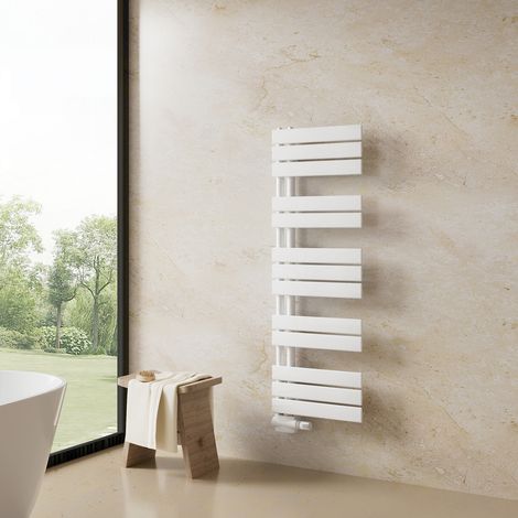 Heilmetz Sèche-serviette eau chaude Radiateur 1176x400 mm 494W Blanc Plates Raccordement Latéra