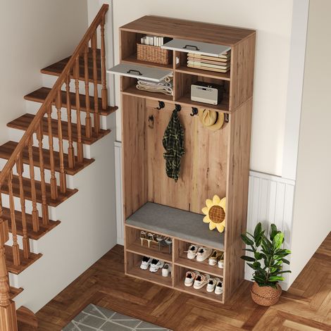 Aufbewahrungsmöbel Schrank mit Bank 80x35x185 OKMYHOME (1/5)