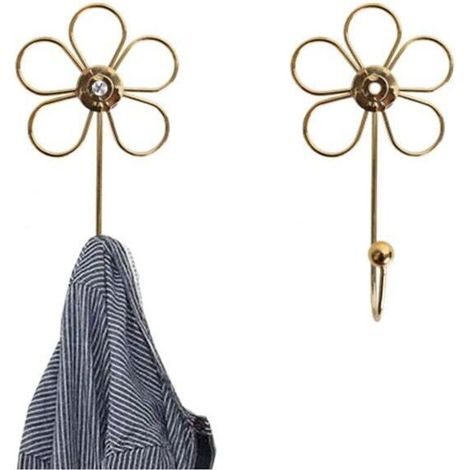 Set mit 4 dekorativen, goldfarbenen, blumenförmigen Wandhaken zum Aufhängen von Schals