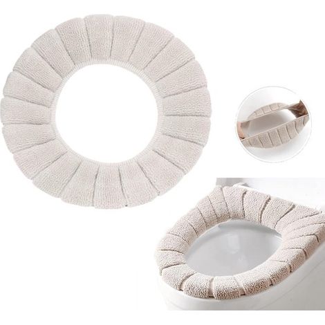 Housse de siège de toilette en peluche, housse de siège de toilette chaude, housse de siège de toilette tricotée, élastique, chaude et confortable, amovible et lavable pour salles de bains et (1/5)