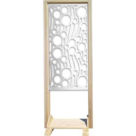 BOLLE - Paravent modulable - 70x190 cm - en bois et PVC - Couleur : blanc