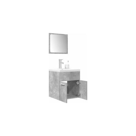 Ensemble de meubles de salle de bain 3 pcs gris béton (1/5)