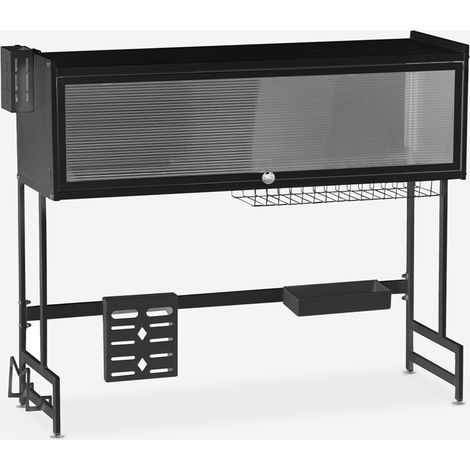 Scolapiatti appoggio sopra lavandino cucina nero 105x30x78cm Sover Plus