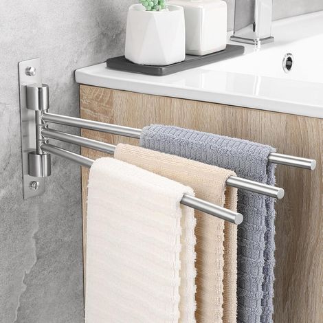 Porte-serviettes pivotant 3 bras en acier inoxydable 304 pour salle de bain et cuisine (1/5)