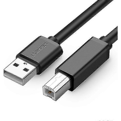 Câble imprimante USB 2.0 2m, connecteur A mâle vers B mâle, câble de transfert de données pour étiqueteuse, cordon robuste, compatible avec périphériques, longueur 2 mètres, noir. (1/5)