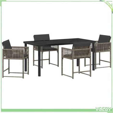 Ensemble de salle à manger pour jardin - FAFEICY - 3380751 - Gris - Polyrotin & acier - Table 160x80 cm (4 chaises) (1/5)