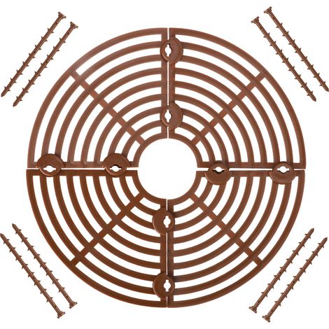 Rejillas protectoras para macetas – Juego de 4 rejillas resistentes de plástico PP y 8 tornillos para tamaños de 18 cm/30 cm/52 cm en color marrón – Evita que niños y mascotas arañen la tierra de la m (1/5)