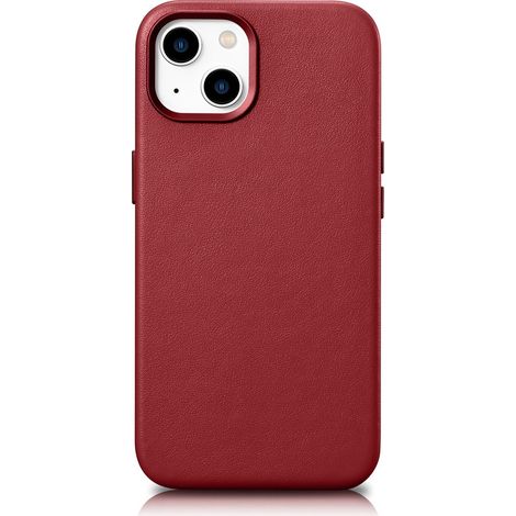 Custodia in vera pelle per iPhone 14 Plus, custodia MagSafe in pelle rossa (1/3)
