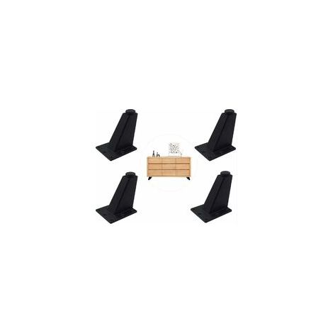 4 Pièces Pieds Réglables Meubles Jambes Cuisine Jambes Worktop Bar TV Bureau Table Jambes, Pieds Meubles Alliage d'Aluminium, pour Canapé Table Armoires éTagèRes, Facile à Installer, Noir (1/5)